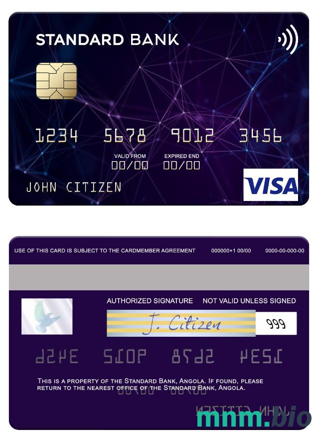 Angola Standard Bank przykład karty visa w formacie PSD